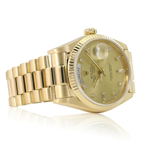 Rolex Mens Day-Date President Watch 18KY Gold Champagne Diamond Dial 18238 - Picture 4 of 9